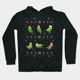 Green Budgie Ugly Christmas Pattern Hoodie